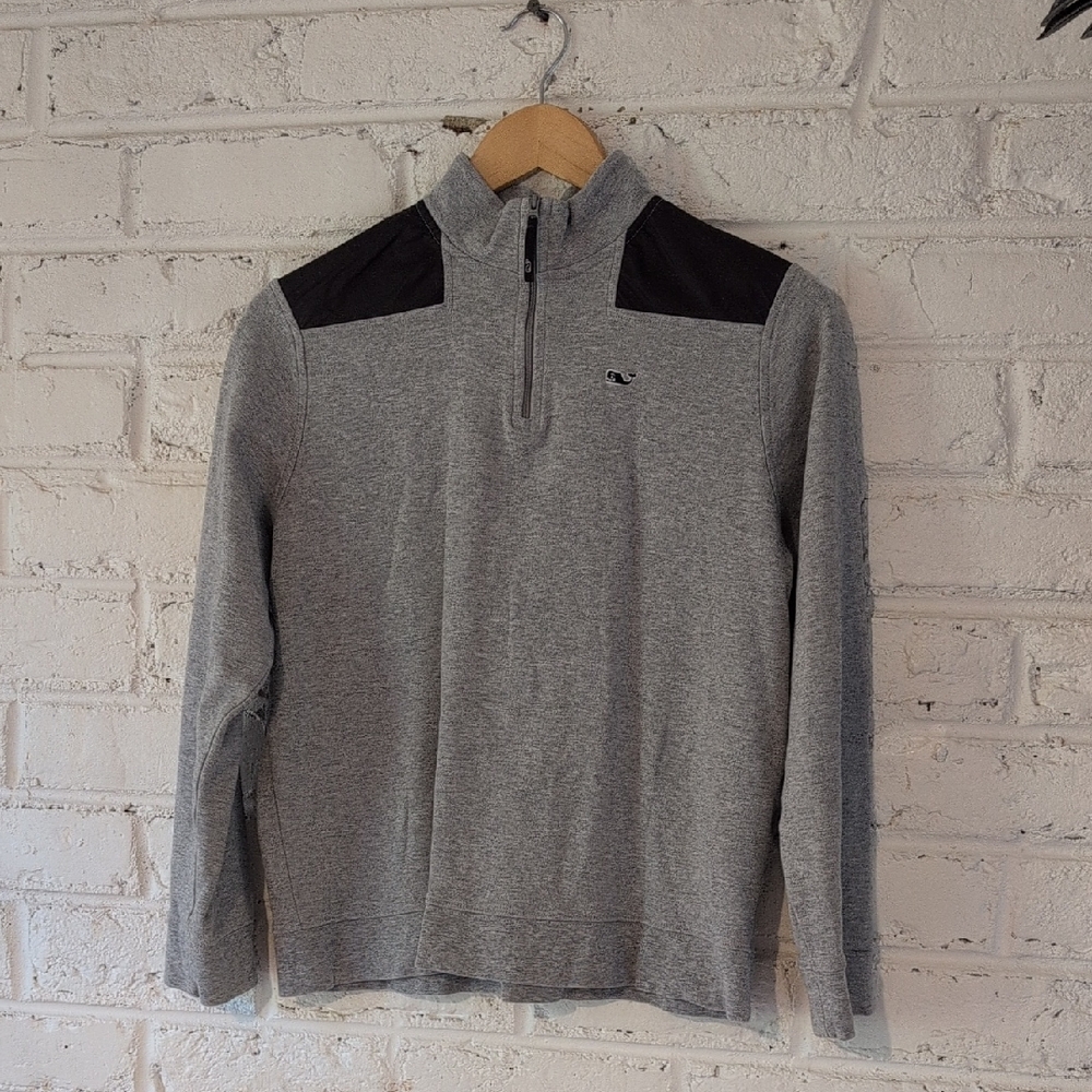 Vineyard Vines Gray and Black Half Zip